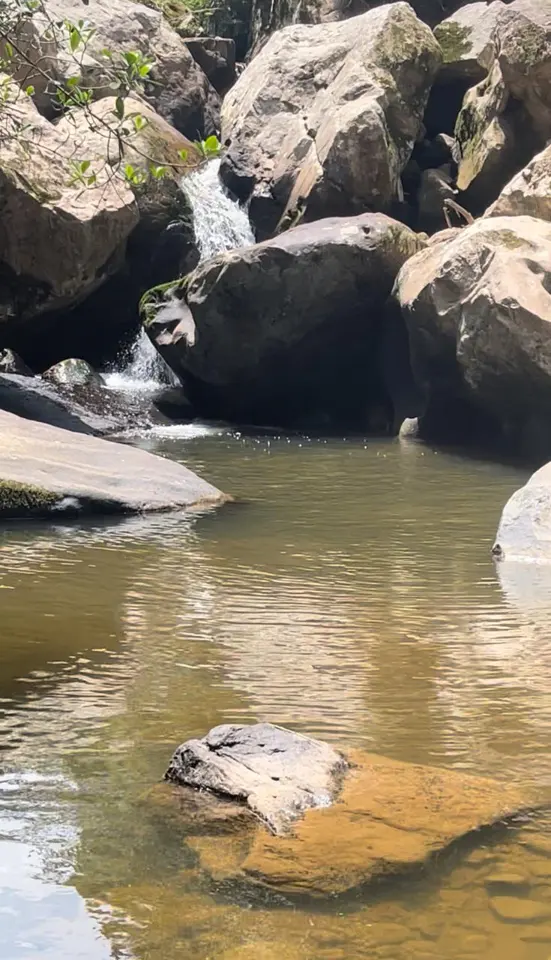 Agua, piedras y sombra para detenerse a contemplar.
